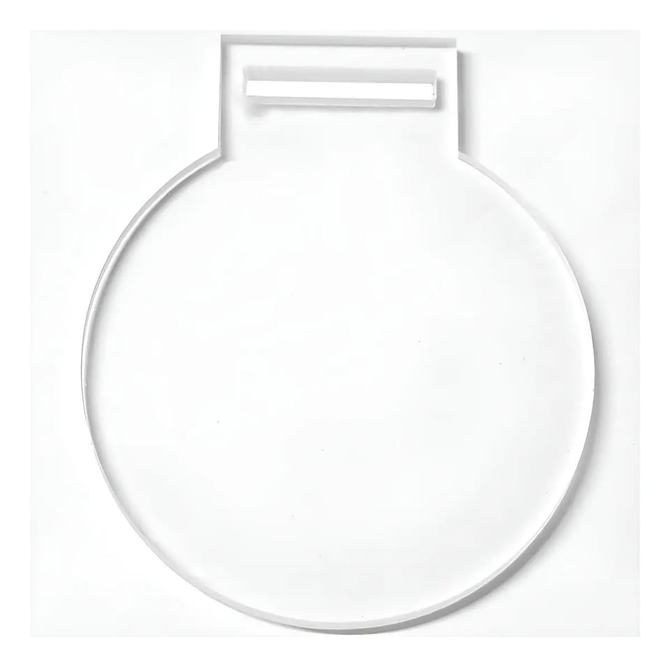 Medalha de acrílico cristal lisa de 6 cm com passador de fita